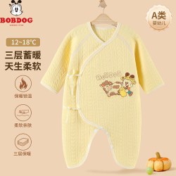 巴布豆 新生儿连体衣秋冬纯棉婴儿印花无骨衣服初生和尚服宝宝哈衣