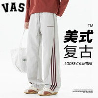 VAS&CO 休闲裤男春秋季潮牌条纹直筒宽松长裤男士美式复古百搭运动裤子 巴黎灰 XL