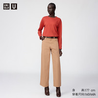 优衣库 488462 宽松直筒水洗牛仔裤 粉橙色 24/155/62A