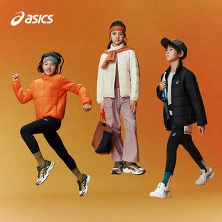 ASICS亚瑟士 三防格纹反光立领 儿童棉服