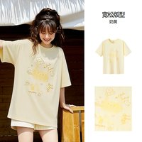 森马 短袖T恤女夏季中长款宽松卡通印花2026新款慵懒可爱小众上衣
