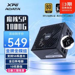 威刚 魔核金牌台式机电源 XPG SP1000W 80PLUS全模组全日系电容/十年质保/ATX3.1 SP1000G黑/金牌