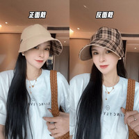 赫卡维 韩版双面戴格纹鸭舌帽