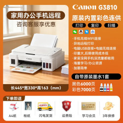 佳能 G3881自动双面彩色墨仓式打印机家用小型复印扫描多功能一体机无线家庭办公专用可连手机A4 政府