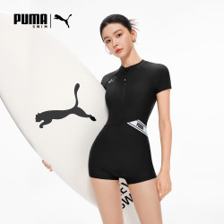 PUMA 泳衣女连体平角抗菌防晒高级感游泳衣保守显瘦温泉度假运动泳装