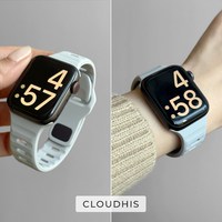 CLOUDHIS 适用苹果手表带iwatch表带s12applewatchs9硅胶运动腕带Ultra46mm新款s11智能透气S8男女通用se3代10