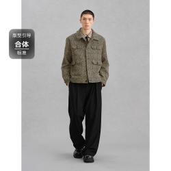 GXG 含绵羊毛】GXG男装 冬款小香风工装夹克男通勤保暖外套