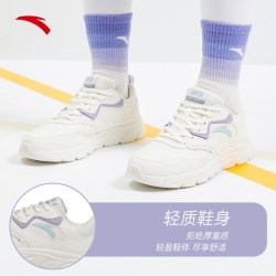 安踏 女鞋运动鞋秋季新款轻便跑步鞋网面透气清新跑鞋女软底跳绳鞋