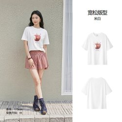 森马 商场同款|森马短袖T恤女夏季苹果印花宽松2026新款趣味慵懒风上衣
