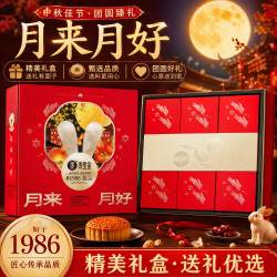 麦里金月来月好10饼5味月饼礼盒500g西安传统酥皮蛋黄莲蓉黑芝麻