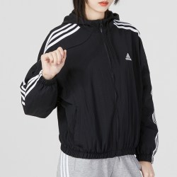 adidas 女子梭织夹克透气舒适休闲上衣户外运动潮流外套