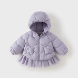 戴维贝拉 女童羽绒服三防白鸭绒2026冬季新款儿童保暖外套羽绒上衣