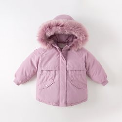 戴维贝拉 女童羽绒服中长款童装新款中大童儿童冬装外套白鸭绒上衣