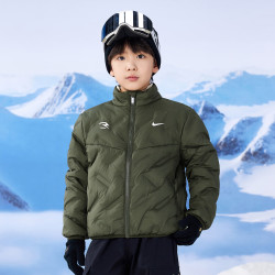 NIKE 男女童超轻羽绒服25冬季儿童保暖外套 卡拉马绿 90绒 清洁度1000