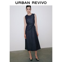 URBAN REVIVO UWM860141 扭结收腰 靛蓝 M 牛仔连衣裙
