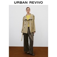 URBAN REVIVO UWG160118 立领排扣 卡其 L 女士风衣