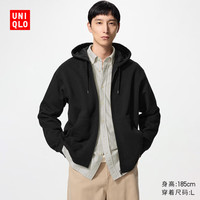 优衣库 486119 连帽拉链运动开衫 黑色 2XL