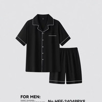 88VIP：宫蝶 男士冰雪丝睡衣夏季短袖套装可外穿大码青年家居服