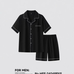 宫蝶 男士冰雪丝睡衣夏季短袖套装可外穿大码青年家居服
