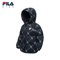 FILA 儿童童装羽绒服2026年冬季新款男女童保暖外套满印羽绒
