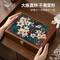木易 新款中古风实木带锁首饰盒项链耳钉手镯耳环黄金珠宝饰品收纳箱 纯实木首饰盒