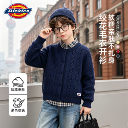 Dickies 男童毛衣秋季2026新款洋气时尚好看男孩针织衫百搭潮流儿童外套