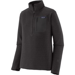 Patagonia 自营欧洲直邮Patagonia R1 Air男士黑色聚酯纤维半拉链抓绒衣长袖