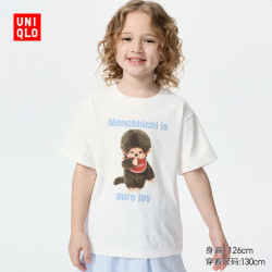 优衣库 童装女童Monchhichi UT/短袖T恤印花489413 01 乳白色 160