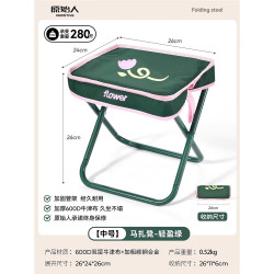 原始人 折叠椅户外折叠凳露营椅子板凳便携式野外钓鱼马扎火车地铁小凳子 轻盈绿中号