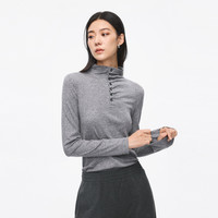SEDATE 水云间灰色毛针织衫女半高领长袖内搭打底上衣莱赛尔修身2026新款