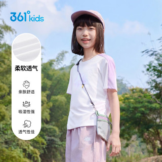 361° 儿童短袖26夏季女中大童亲肤透气星星印花运动T恤  白140