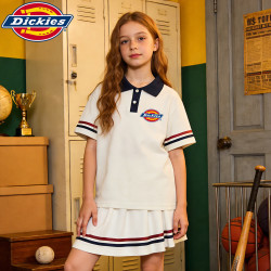 Dickies 女童polo裙套装夏新款时尚 象牙白-象牙白（斯标K）    160