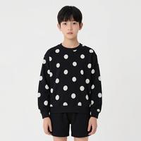 ZARA 米白色波点装饰内部薄绒儿童卫衣