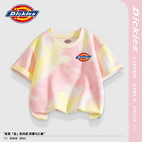 Dickies 儿童套装2026新款童装女孩纯棉短袖牛仔短裤轻薄女童夏装 黄粉（小标） 140