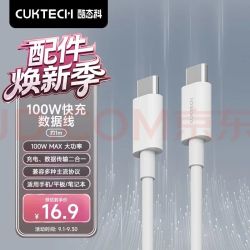 酷态科 双Type-C 100W 数据线 1m