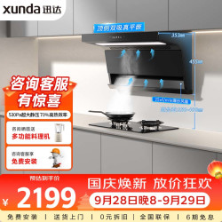 迅达 烟灶二件套 顶侧双吸25m³大吸力油烟机 5.2KW双旋火节能换装灶Y5S D1天