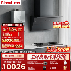 林内 16L燃气热水器侧吸抽油烟机灶具烟灶热三件套大师系列家用水伺服恒温烟灶联动16G