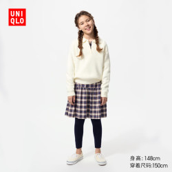 优衣库 童装女童HEATTECH EXTRA WARM绒面紧身裤保暖打底裤478174 09 黑色 140