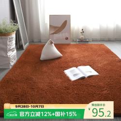 布迪思 高端羊羔绒客厅卧室地毯轻奢纯色家用沙发茶几加厚防滑毛绒床边毯 羊羔绒-咖啡色 80