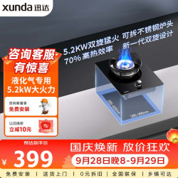 迅达 燃气灶液化气煤气单灶家用嵌入式台式两用5.2KW双旋猛火可拆洗炉头 DQ01-液化气