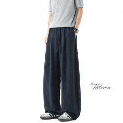 月伊纺 夏季新款男休闲裤青年直筒天丝麻裤子学生宽松山本裤慵懒风阔腿裤