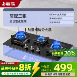 志高 燃气灶家用三眼煤气灶天然气双灶嵌入式炉具液化气三头灶炉头