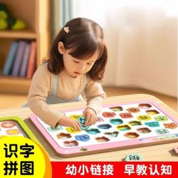 米粒鼠 儿童识字拼图3到6岁幼儿早教宝宝识字看图板小孩智力汉字卡片入门