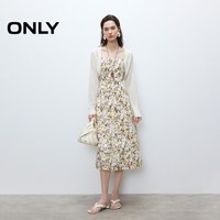 ONLY 秋季甜美镂空针织罩衫碎花吊带裙子长裙连衣裙女