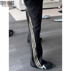 Tony Jeans Tonyjeans三条杠条纹裤男早秋新款美式高街速干运动休闲裤直筒裤