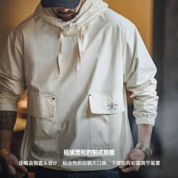 马登 工装 美式复古SMOCK甲板服卫衣军事风户外防风连帽外套男春秋