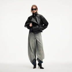 ONLY 2026冬季新款含莱赛尔压纹皮标做旧洗水贴袋香蕉裤牛仔裤女