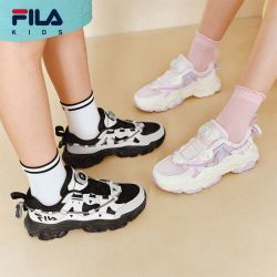 FILA 童鞋旋钮运动鞋2026夏款男女大童复古猫爪跑鞋K55B621101