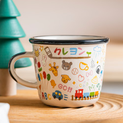 新煮易 马克杯卡通杯子陶瓷儿童水杯早餐杯牛奶杯日式简约杯子可爱杯 蜡笔天气
