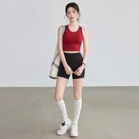 佑游 撞色宽肩带裸感运动背心女一体式防震健身外穿短款瑜伽两件套